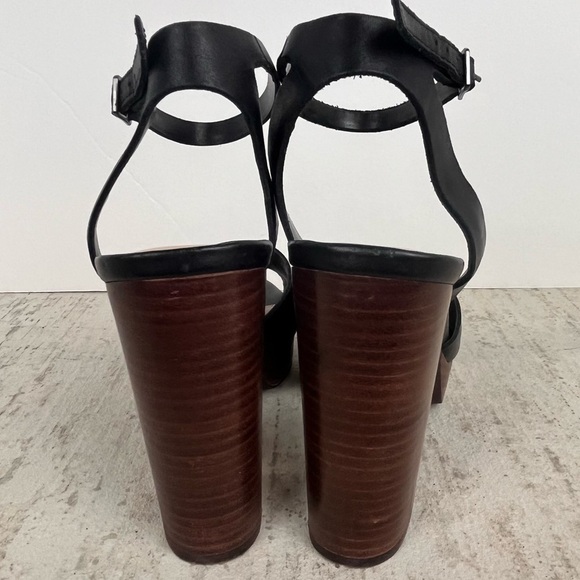 BLEECKER & BOND Sienna Leather Heels Black Size 7.5 Stacked Heel - Picture 9 of 16